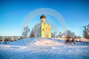 Morning view of the Church of the intercession on the Nerl in Bogolyubovo