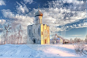 Morning view of the Church of the intercession on the Nerl in Bogolyubovo