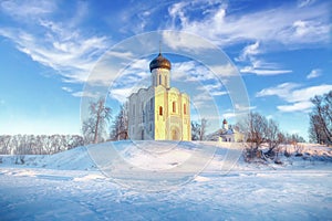 Morning view of the Church of the intercession on the Nerl in Bogolyubovo