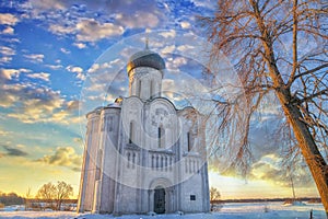 Morning view of the Church of the intercession on the Nerl in Bogolyubovo