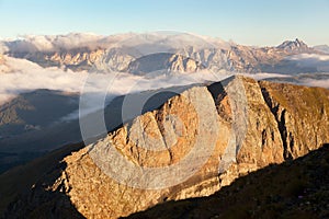 Morning view from Col di Lana to Gruppo Puez photo