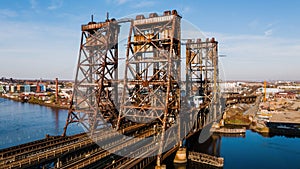 Historic Amtrak and NJ Transit Lift Warren Truss Bridge - Newark, New Jersey photo