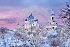 Morning view of the Holy Bogolyubsky convent in winter