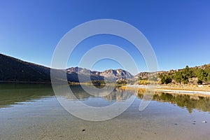 Morning view of the June Lake with fall colors