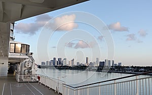 Morning view in miami beach with a cruise ship