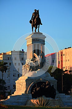 Morning view of the monument to General Maximo Gomez in Parque Martires del 71. Havana, Cuba