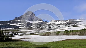 Morning view of mt oberlin at logan pass in glacier national park