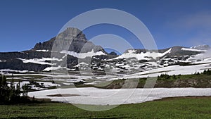 morning view of mt oberlin and logan pass at glacier national park