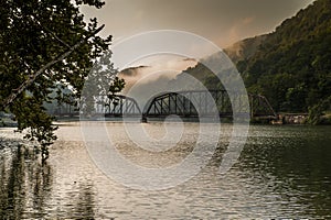 Morning View of New River Railroad Bridge - West Virginia