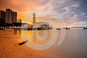 Morning view of Penang Floating masjid Tanjung Bunga area,