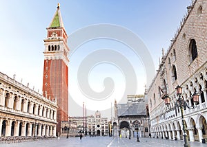 Morning view of Piazza San Marco in Venice, Italy