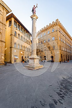 Morning view on Piazza Santa Trinita in Florence