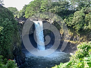 Morning view of rainbow falls on the big island of hawaii