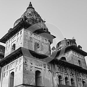 Morning View of Royal Cenotaphs (Chhatris) of Orchha, Madhya Pradesh, India, Orchha the lost city of India,