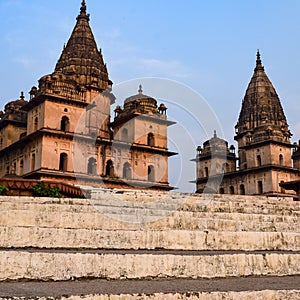 Morning View of Royal Cenotaphs Chhatris of Orchha, Madhya Pradesh, India, Orchha the lost city of India, Indian archaeological