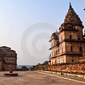 Morning View of Royal Cenotaphs Chhatris of Orchha, Madhya Pradesh, India, Orchha the lost city of India, Indian archaeological