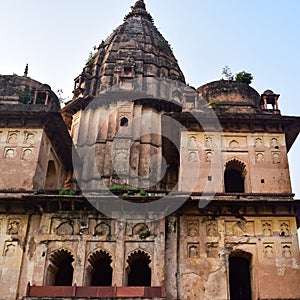 Morning View of Royal Cenotaphs Chhatris of Orchha, Madhya Pradesh, India, Orchha the lost city of India, Indian archaeological