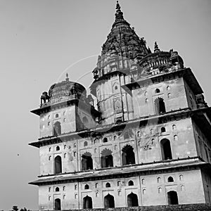 Morning View of Royal Cenotaphs Chhatris of Orchha, Madhya Pradesh, India, Orchha the lost city of India, Indian archaeological