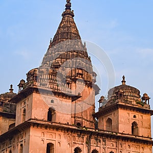 Morning View of Royal Cenotaphs Chhatris of Orchha, Madhya Pradesh, India, Orchha the lost city of India, Indian archaeological