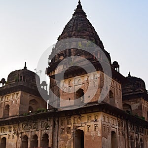 Morning View of Royal Cenotaphs Chhatris of Orchha, Madhya Pradesh, India, Orchha the lost city of India, Indian archaeological