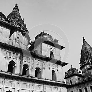 Morning View of Royal Cenotaphs Chhatris of Orchha, Madhya Pradesh, India, Orchha the lost city of India, Indian archaeological