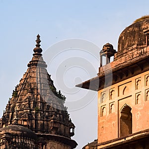 Morning View of Royal Cenotaphs Chhatris of Orchha, Madhya Pradesh, India, Orchha the lost city of India, Indian archaeological