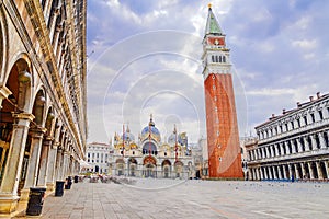 Morning view of San Marco Square in Venice. Italy