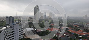 Morning View of surabaya indonesia in cloudy day after raining