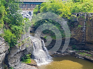 Morning view of the Triphammer Falls