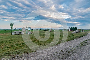 Morning view on tripoint of Hungary, Austria and Slovak. Trojmedzie SK and HU and AT