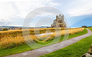 Morning view of Whitby, a seside city overlooking the North Sea in North Yorkshire, England