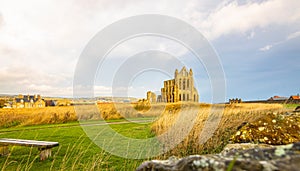 Morning view of Whitby, a seside city overlooking the North Sea in North Yorkshire, England