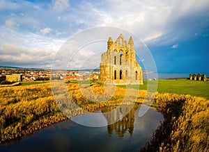 Morning view of Whitby, a seside city overlooking the North Sea in North Yorkshire, England