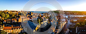 Morning view of Whitby, a seside city overlooking the North Sea in North Yorkshire, England