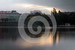 Morning on Vltava river in Prague