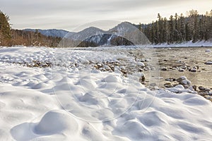 Morning winter on  Biya river, Altai, Russia