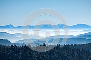 Morning winter calm mountain landscape