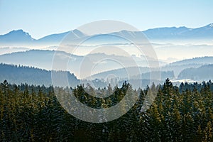 Morning winter calm mountain landscape