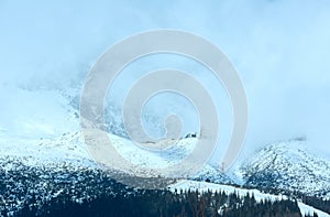 Morning winter mountain landscape (Tatranska Lomnica, Slovakia)