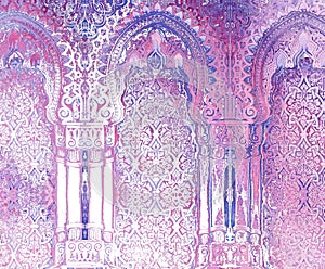 Moroccan Architecture Pattern Watercolour Art Islamic Art Arabic Art Morocco