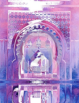 Moroccan Architecture Pattern Watercolour Art Islamic Art Arabic Art Morocco