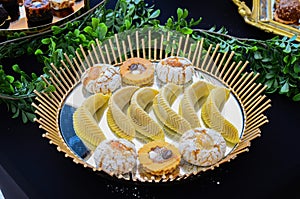 Moroccan biscuits served with tea offered at the wedding and Eid al-Fitr.