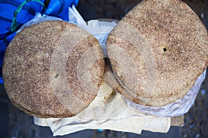 Moroccan bread sold on the street, Chefchouen photo