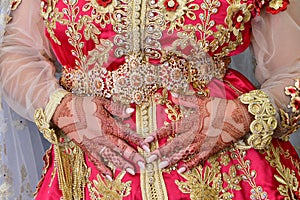 Moroccan caftan . Dressed by the Moroccan bride on her wedding day. photo