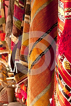 Moroccan Carpets in a street shop souk colorful