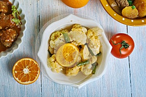 Moroccan  Cauliflower With Preserved mandarinas photo