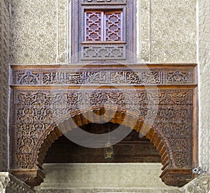 Moroccan Cedar Wood and Carved Plaster Arabesque