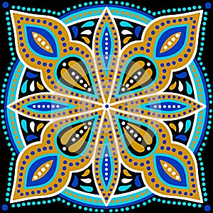 Moroccan ceramic tile pattern. Mediterranean traditional folk ornament.