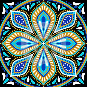 Moroccan ceramic tile pattern. Mediterranean traditional folk ornament.