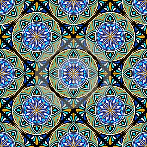 Moroccan ceramic tile pattern. Mediterranean traditional folk ornament.